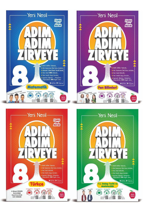 Newton Yayınları Newton 8. Sınıf Lgs Matematik Fen Türkçe İnkılap Tarihi Adım Adım Zirveye Soru Bankası 4 Kitap