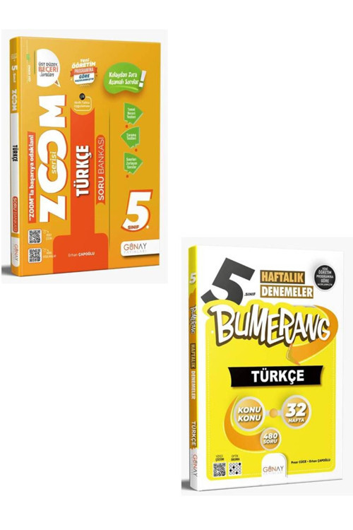 Günay Yayınları 5.Sınıf Zoom Serısı Türkçe Soru Bankası + 5.Sınıf Bumerang 32 Haftalık Türkçe Denemelerı