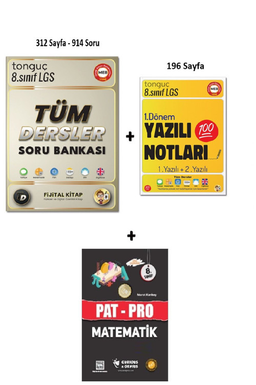 Tonguç Yayınları 8. Sınıf Tüm Dersler Soru Bankası + 8. Sınıf Yazılı Notları 1. Dönem 1 Ve 2. Yazılı