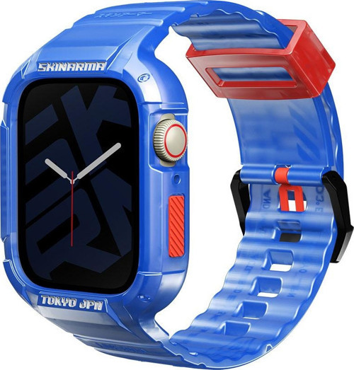 Watch Akıllı Saat Kordonu 7 45mm Kordon Saido Sert PC Kasa Koruyuculu Strap Kayış Mavi