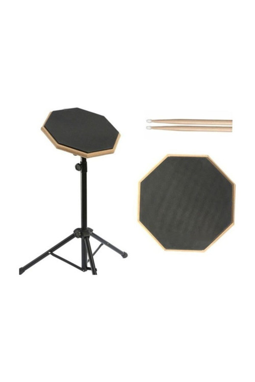 Bateri Davul Drum Pratik Çalışma Pedi Ve Standı + Baget