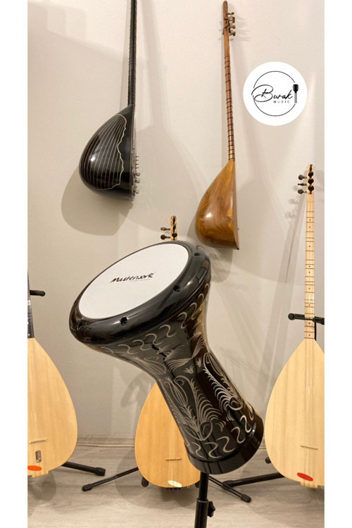 Işlemeli Siyah Darbuka-Burakmusic