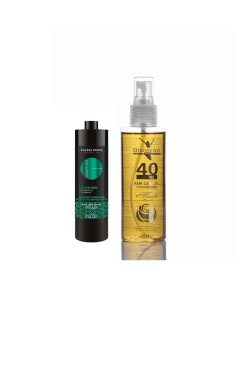 Essentiel Keratin Dökülme Önleyici Şampuan 1000 ml+Biomega 40 Bitkili Doğal Saç Bakım Yağı 150 ml