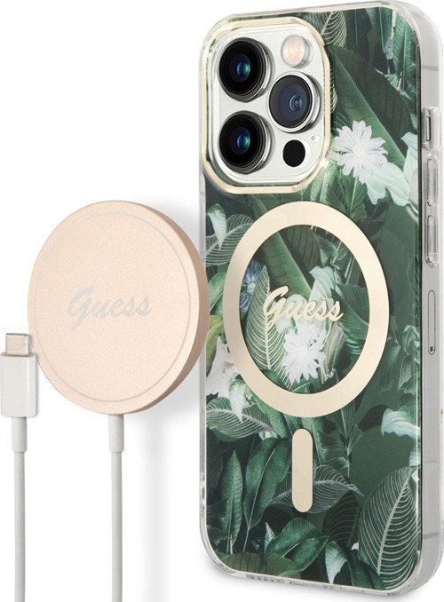 iPhone 14 Pro Uyumlu Orjinal Lisanslı Kılıf Magsafe Şarj Yaprak Desenli Magsafe Şarj Kablolu Kapak