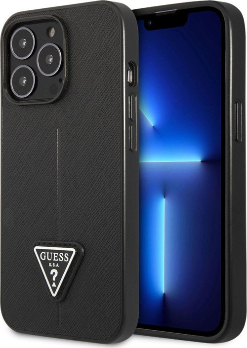 iPhone 14 Pro Uyumlu Orjinal Lisanslı Kılıf PU Safran Deri Üçgen Logo Dizayn Kapak