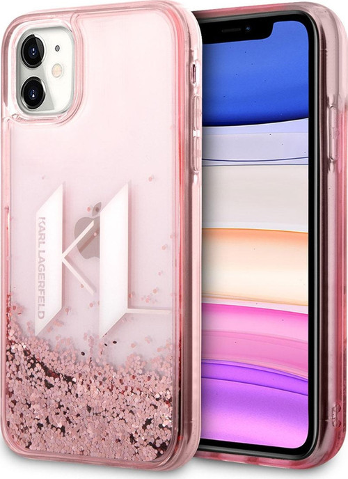 İphone 11 Uyumlu Lisanslı Kılıf Karl Sıvılı Simli Dizayn Kapak