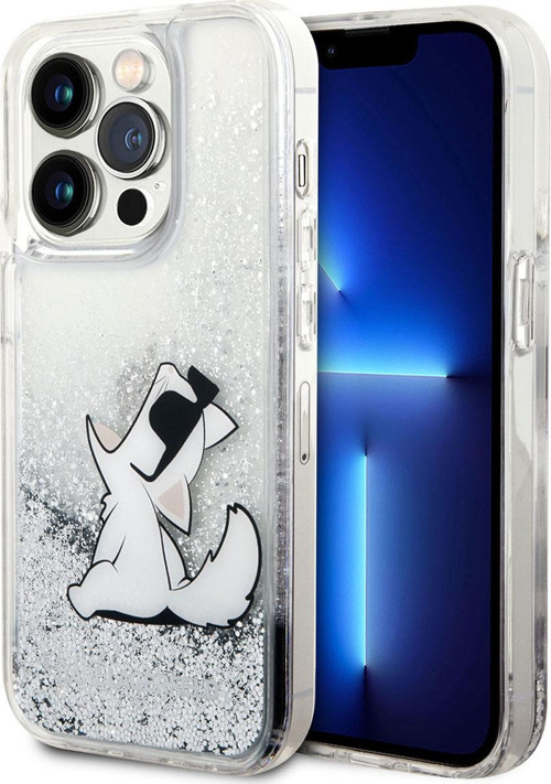 İphone 14 Pro Uyumlu Lisanslı Kılıf Karl Sıvılı Simli Choupette Dizayn Kapak