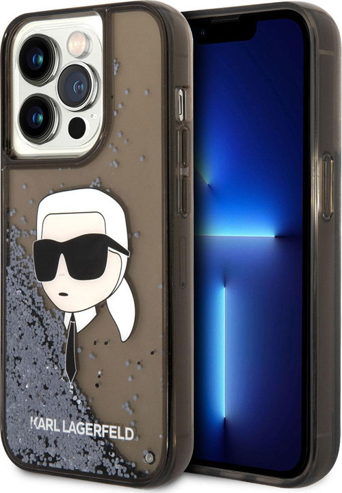 İphone 14 Pro Uyumlu Lisanslı Kılıf Karl Sıvılı Simli Karl Head Dizayn Kapak