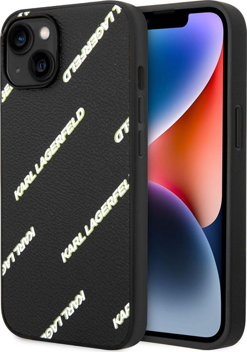 İphone 14 Uyumlu Lisanslı Kılıf Karl Pu Suni Deri Logolu Dizayn Kapak