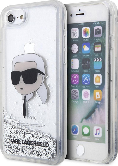 İphone Se 2020 Uyumlu Lisanslı Kılıf Karl Sıvılı Simli Karl Head Dizayn Kapak