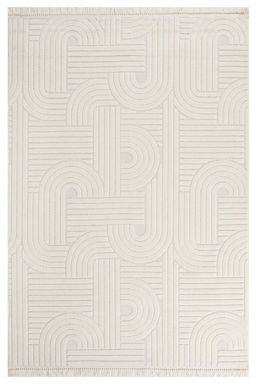 Milkwort Krem Geometrik Pamuk Makine Halısı-LxS-Dizayn-1090-Cream-120 x 200