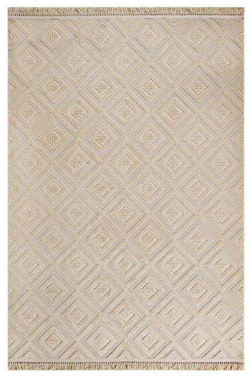 Milkvetch Bej Geometrik Pamuk Makine Halısı-LxS-Dizayn-1089-Tan-80 x 250