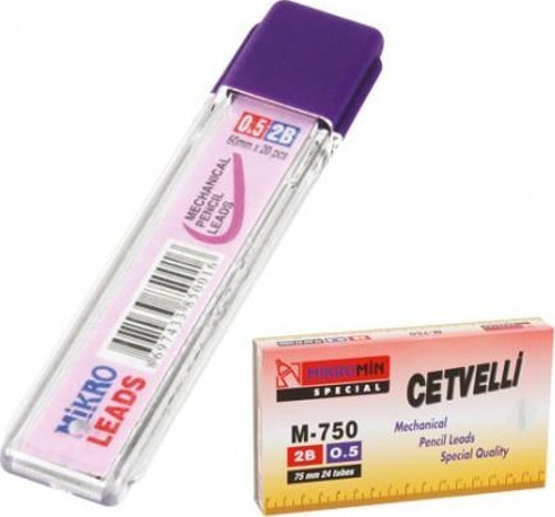 M-750 Min Cetvelli 0,5 Mm Versatil Kalem Ucu 2B 75 Mm 24 Lü (1 Paket 24 Tüp)