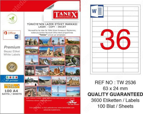 Tw-2536 Lazer Etiket 63X24 Mm Tw2536Las10100