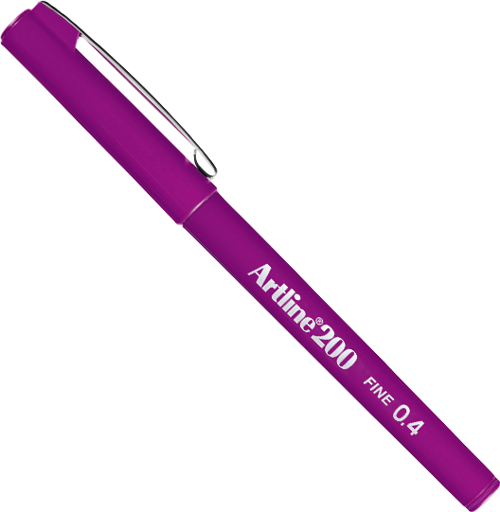 EK-200N Fine Writing Pen 0.4 Mm Keçe Uç Kalem Eflatun 12 Li (1 Paket 12 Adet)