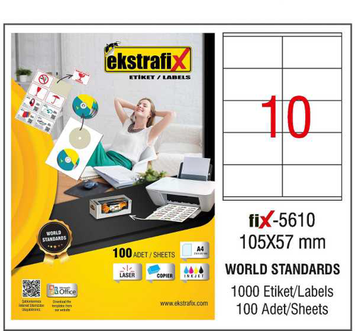 Lazer Etiket 105X57 mm Fix-5610