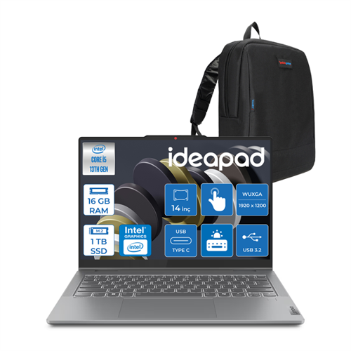 Ideapad 5 Slim Intel Core I5 13420H 16GB Ddr5 1tb SSD Freedos 14" Wuxga 400NITS OLED Dokunmatik Bilgisayar ID14IRH9F03 + Zettaçanta