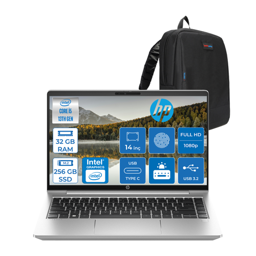 Probook 440 G10 Intel Core I5 1335U 32GB 256GB SSD Intel® Iris® Xᵉ Grafik Freedos 14" IPS Fhd Taşınabilir Bilgisayar HP8A565EAF16+ Zetta Çanta