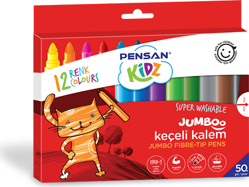 Kidz 12 Renk Yıkanabilir Jumboo Keçeli Kalem Pe99040Kk12R