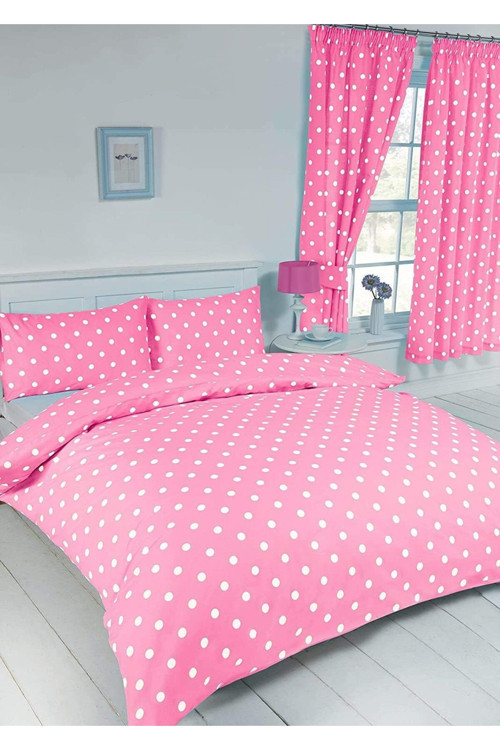 Mer-Tim Pamuklu Ranforce Jumbo Boy Pembe Puantiye 240X260 Nevresim Seti (Çarşaf Dahil Değildir)