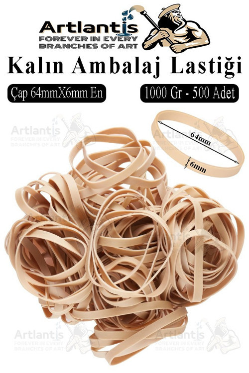 Kalın Ambalaj Lastiği 1 Kilo 500 lü 1 Paket %100 Kauçuk 64x6mm Geniş Büyük Paket Lastik Kasa Poşet Taşıma Lastiği