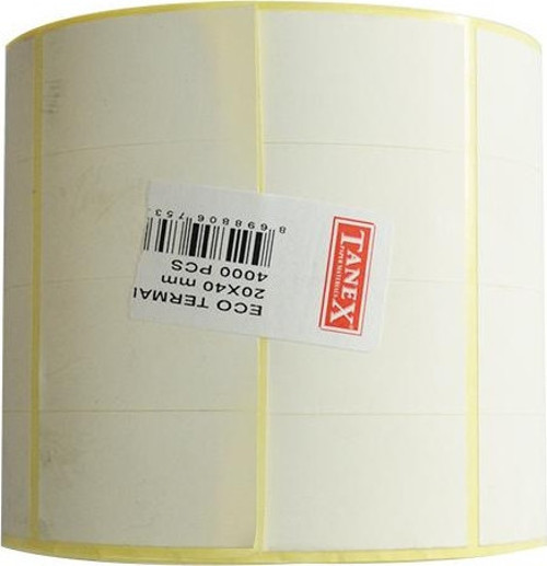 Barkod Etiketi Termal Eco 20X40 Mm 25 Mm Çap 4000 Li 4 Lü (6 Lı Paket)