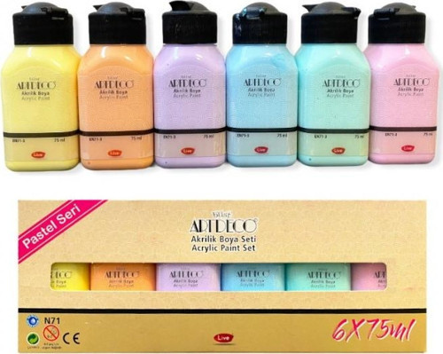 Akrilik Boya 6X75 Ml Set Pastel Renkler LV-Y-070I-AS2
