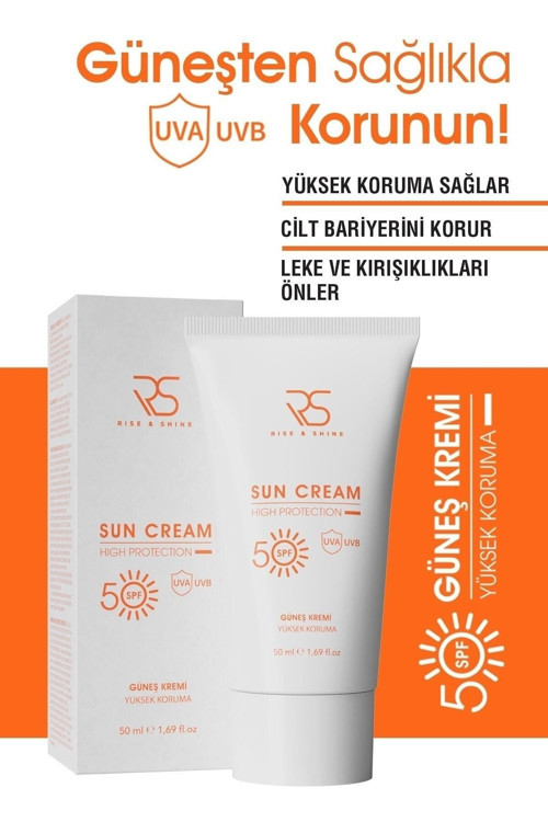 Uva Ve Uvb Güneş Işınlarına Karşı Koruyucu E Vitemin İçerikli Güneş Kremi Spf 50+ 50 Ml