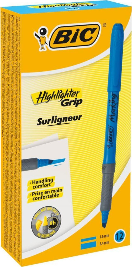 Marking Highlighter Grip Kalem Tipi Fosforlu İşaret Kalemi 1,6 - 3,4 Mm Mavi (12 Li Kutu) 811931