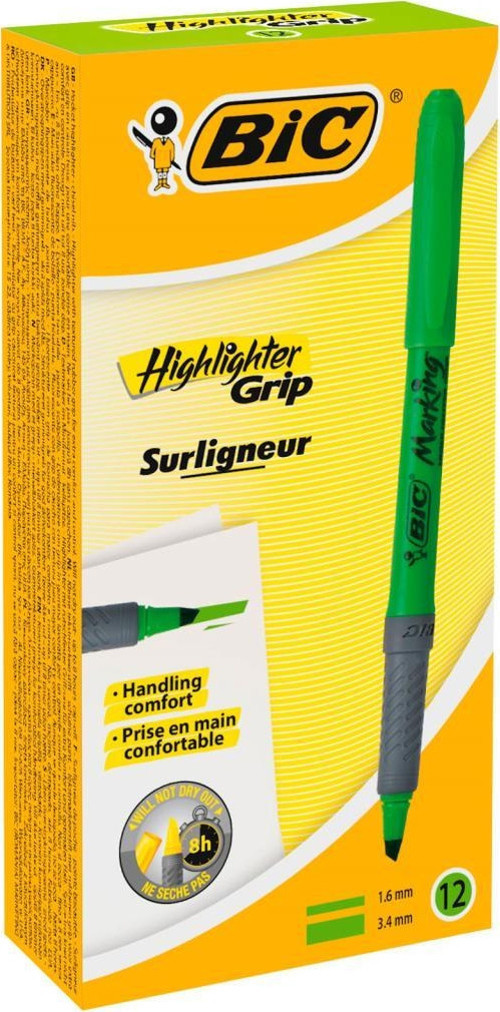 Marking Highlighter Grip Kalem Tipi Fosforlu İşaret Kalemi 1,6 - 3,4 Mm Yeşil (12 Li Kutu)