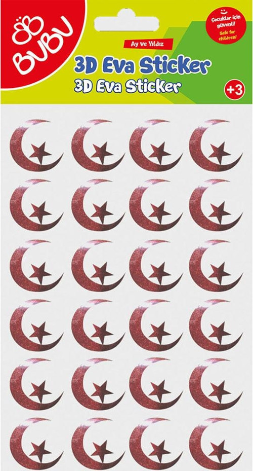 Simli Eva Sticker Yuvarlak Türk Bayrağı Bubu-Sts048