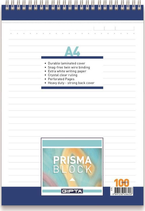 Prisma A4 Spiralli Karton Kapak Bloknot (Not Defteri) 100 Yaprak Kareli (6 Lı Paket) 1377