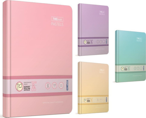 Thebook Pastels İp Dikişli Sert Kapak Not Defteri 20X28Cm 200 Yaprak Kareli (2 Li Paket) 3305