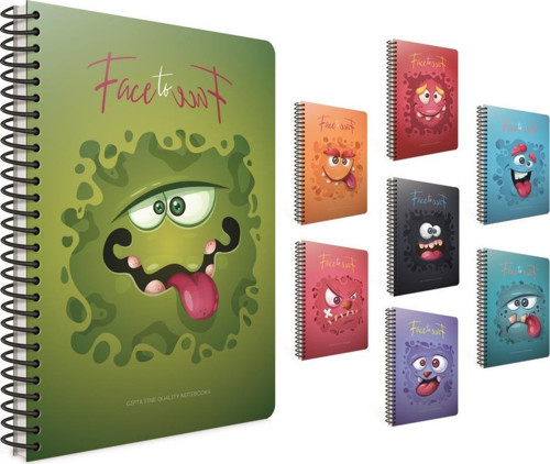 Face To Face Spiralli Karton Kapak Defter 17X24Cm 80 Yaprak Kareli (4 Lü Paket) 4248
