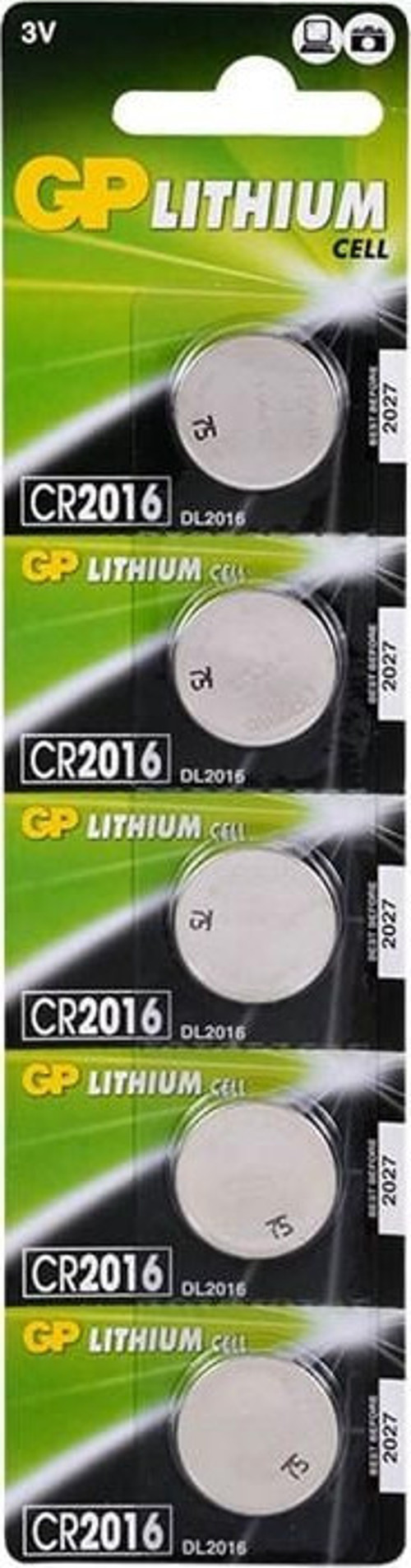 3V Lityum Düğme Pil Cr2016-C5 5 Li Paket
