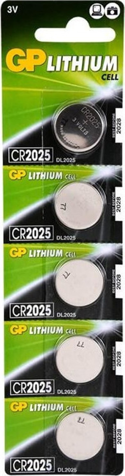 3V Lityum Düğme Pil Cr2025-C5 5 Li Paket