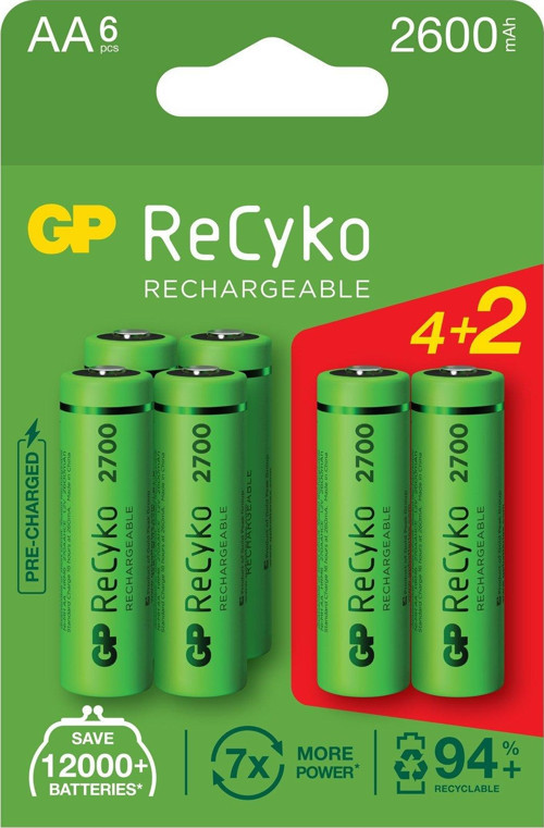 AA 2600 Mah Şarjlı Kalem Pil 4+2'Li Paket Gp270AAhce4-2