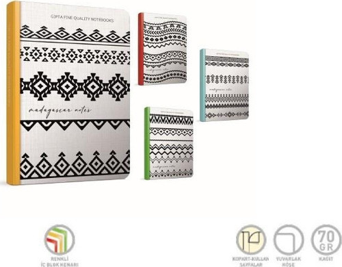 Madagascar Notes İp Dikişli Sert Kapak Not Defteri 19X26Cm 120 Yaprak Çizgili (2 Li Paket) 4500