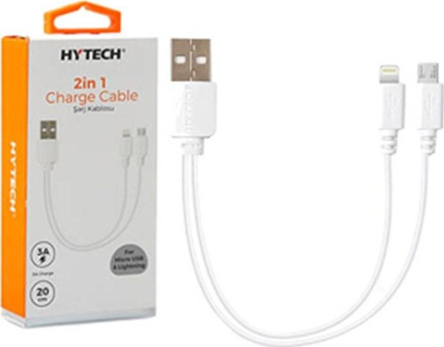 Hy-X114 2İn1 20Cm 3A Usb Lightning + Micro Kablo