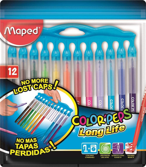 Color Peps Long Life Keçeli Kalem 12 Renk Plastik Kutu 3154148450450