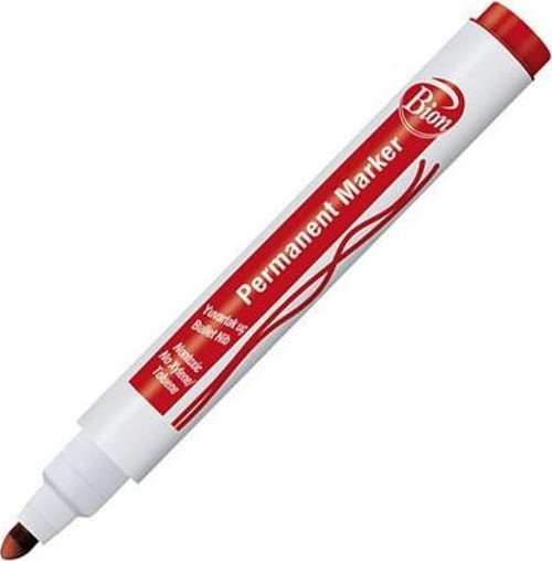 Bion Permanent Markör Kalem (Koli Kalemi) Yuvarlak Uçlu Kırmızı 9175 (12 Li Paket)