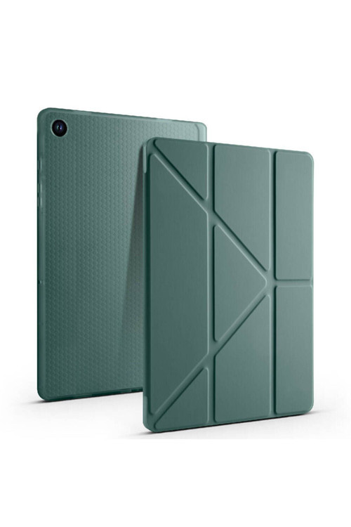 Samsung Galaxy Tab S6 Lite P610/P613/P615/P620 Uyumlu Kılıf Üçgen Standlı Kalem Bölmeli Tablet Kılıf