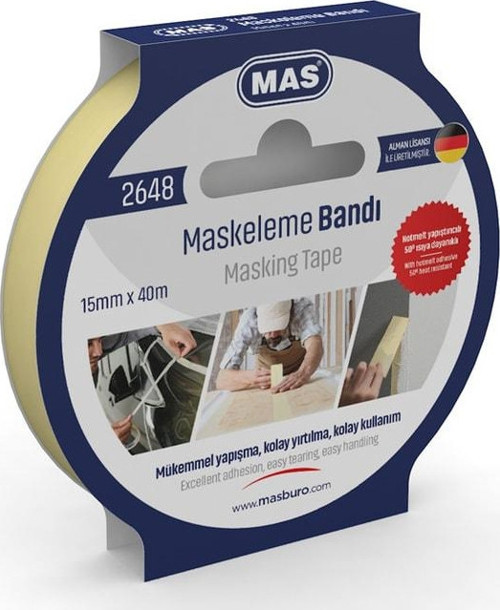 Maskeleme Bantı - Krepe Bandı 15 Mm X 40 Metre 2648 (4 Lü Paket)