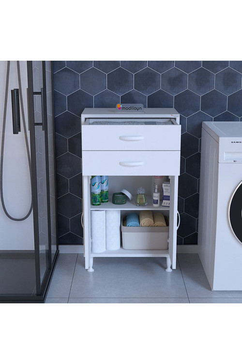 MODİLAYN 54 x 95,1 x 32 cm 2 Kapaklı 2 Çekmeceli 2 Bölmeli Çok Amaçlı Dolap Banyo Dolabı Ofis Dolabı