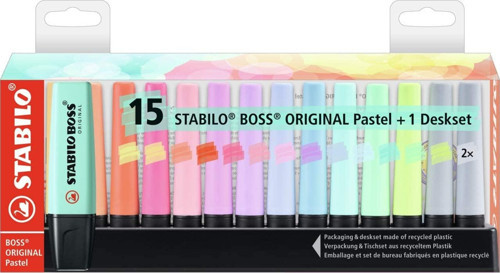 Fosforlu Kalem (İşaret Kalemi) Boss Original 2-5 Mm Kesik Uç Pastel 15 Renk 7015-02-5