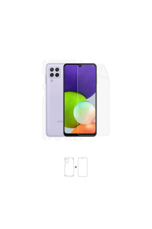 Galaxy A22 360 ° Full Body Ekran Koruyucu Kaplama Ön Arka Yan Darbe Emici Poliüretan Film