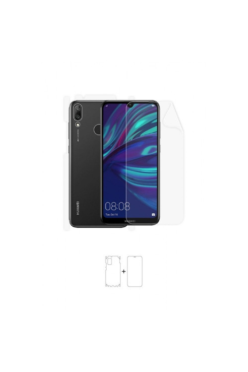 Huawei Y7 Prime 2019 360 ° Full Body Ekran Koruyucu Kaplama Ön Arka Yan Darbe Emici Poliüretan Film