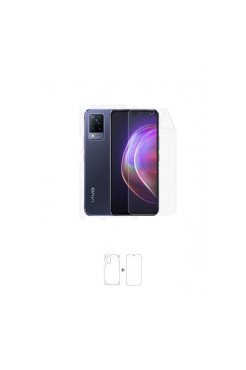 Vivo V21 360 ° Full Body Ekran Koruyucu Kaplama Ön Arka Yan Darbe Emici Poliüretan Film
