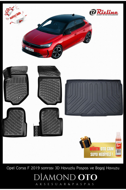 Opel Corsa F 3D Havuzlu Paspas Ve Bagaj Havuzu 2019-2020-2021-2022-2023-2024-2025