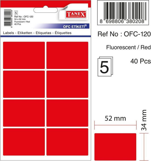 Flo Kırmızı Ofis Etiketi 5 Yaprak Ofc-120 (10 Lu Paket)
